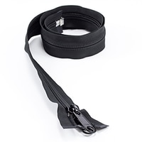 Thumbnail Image for YKK ZIPLON #10 Separating Coil  Zipper Non-Locking Double Pull Metal Slider #CFOR-105 DWL E 60" Black
