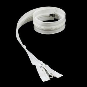 Thumbnail Image for YKK ZIPLON #10 Separating Coil Zipper Non-Locking Double Pull Metal Slider 36" White (ED) (ALT)