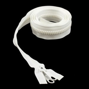 Thumbnail Image for YKK VISLON #8 Separating Zipper Automatic Lock Long Double Pull Metal Slider 54" White (ED) (ALT)