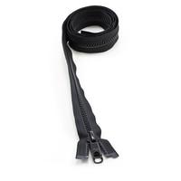 Thumbnail Image for YKK VISLON #8 Separating Zipper Automatic Lock Long Double Pull Metal Slider 48" Black