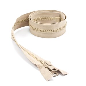 Thumbnail Image for YKK VISLON #10 Separating Zipper Automatic Lock  Double Pull Metal Slider 36" Light Beige