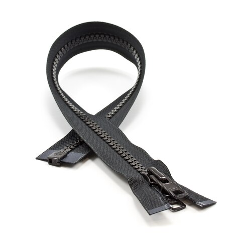 Image for YKK VISLON #10 Separating Zipper Automatic Lock Short Double Pull Metal Slider 20