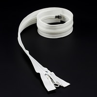 Thumbnail Image for YKK ZIPLON #10 Separating Coil Zipper Non-Locking Double Pull Metal Slider 48" White