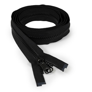 Thumbnail Image for YKK VISLON #8 Separating Zipper Non-Locking Double Pull Metal Slider 72" Black