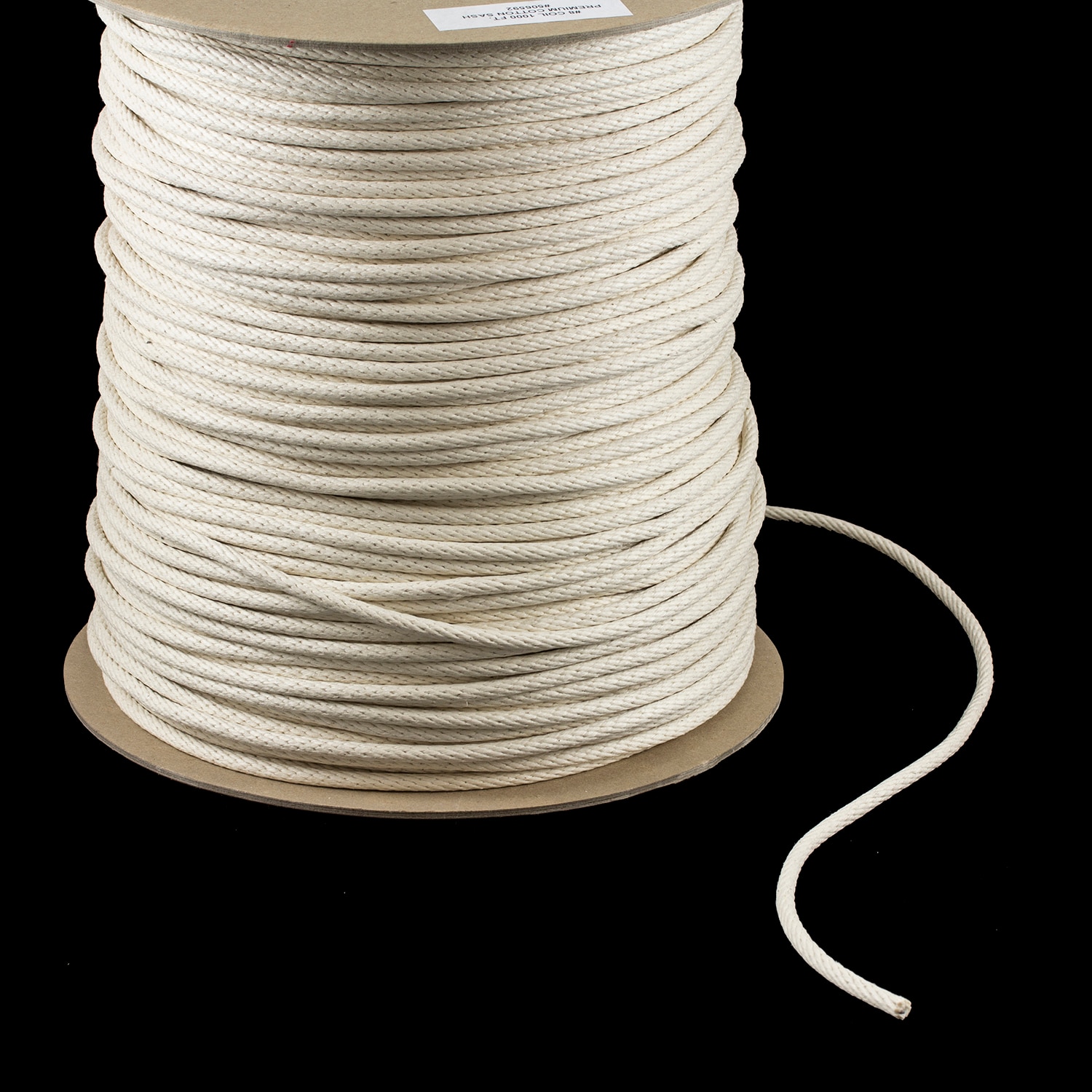 Solid Braided Cotton Covered Premium Sash Cord #8 1/4 x 1000' Natural
