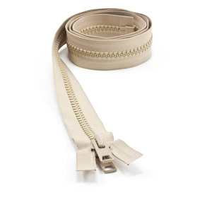 Thumbnail Image for YKK VISLON #10 Separating Zipper Automatic Lock  Double Pull Metal Slider 48" Light Beige