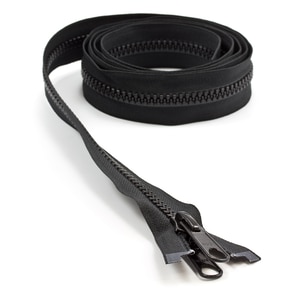 Thumbnail Image for YKK VISLON #8 Separating Zipper Automatic Lock Long Double Pull Metal Slider 64"Black (ED)