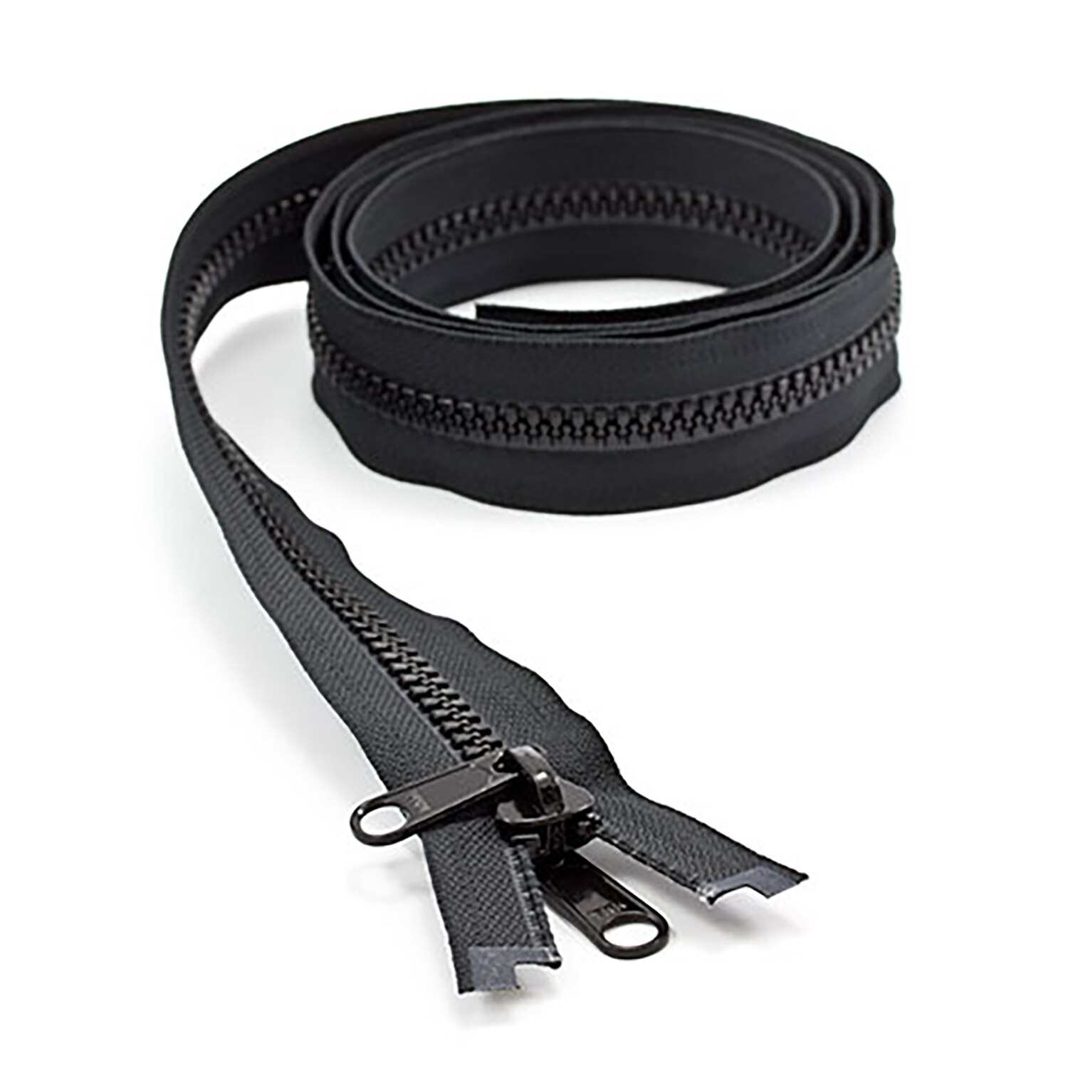 YKK VISLON #8 Separating Zipper Non-Locking Double Pull Metal Slider 60  Black