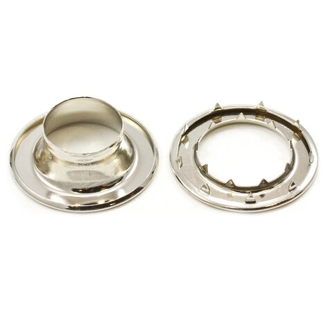 Image for Rolled Rim Grommet with Spur Washer #7 Brass Nickel Plated 29/32