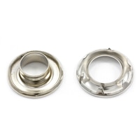Thumbnail Image for Self-Piercing Rolled Rim Grommet with Spur Washer #1 Nickel Plated Brass 3/8" 250-pk