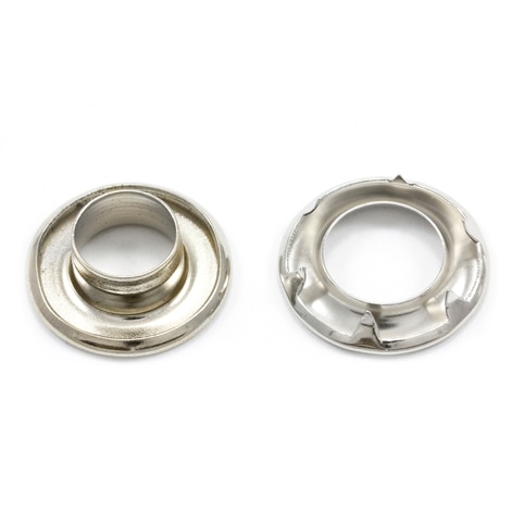Image for Self-Piercing Rolled Rim Grommet with Spur Washer #1 Nickel Plated Brass 3/8