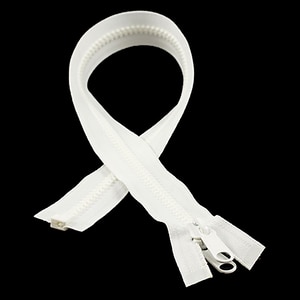 Thumbnail Image for YKK VISLON #8 Separating Zipper Non-Locking Double Pull Metal Slider 24" White (ED)
