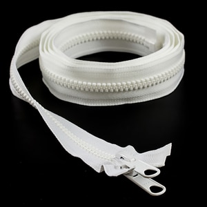 Thumbnail Image for YKK VISLON #8 Separating Zipper Automatic Lock Long Double Pull Metal Slider 84" White