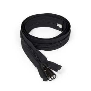 Thumbnail Image for YKK ZIPLON #10 Separating Coil Zipper Non-Locking Double Pull Metal Slider 60" Black (ED) (ALT)