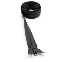 Thumbnail Image for YKK VISLON #10 Separating Zipper Automatic Lock Short Double Pull Metal Slider 54" Black