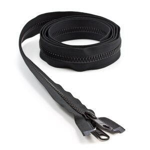 Thumbnail Image for YKK VISLON #8 Separating Zipper Automatic Lock Long Double Pull Metal Slider 78" Black (ED) (ALT)
