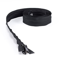 Thumbnail Image for YKK ZIPLON #10 Separating Coil  Zipper Non-Locking Double Pull Metal Slider #CFOR-105 DWL E 72" Black