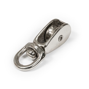 Thumbnail Image for Pulley Cast Iron Nickel Plated Single Swivel Eye Steel Sheave #1 5/32" Rope