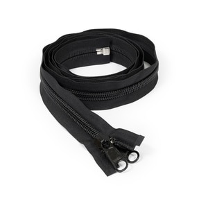 Thumbnail Image for YKK ZIPLON #10 Separating Coil Zipper Non-Locking Double Pull Metal Slider 72" Black (ED) (ALT)