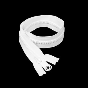 Thumbnail Image for YKK VISLON #8 Separating Zipper Automatic Lock Long Double Pull Metal Slider 24" White