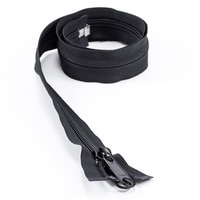 Thumbnail Image for YKK ZIPLON #10 Separating Coil Zipper Non-Locking Double Pull Metal Slider 36" Black