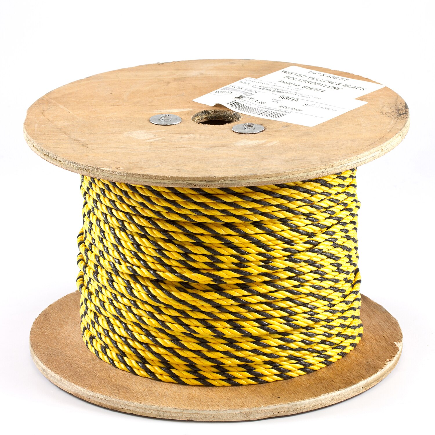 3-Strand Polypropylene Rope 1/4 x 600' Yellow/Black (SPO