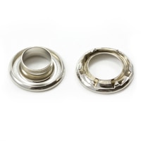 Thumbnail Image for Self-Piercing Rolled Rim Grommet with Spur Washer #2 Nickel Plated Brass 7/16" 250-pk