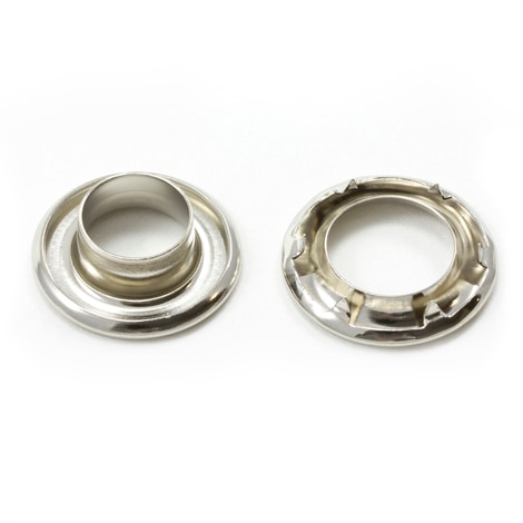 Image for Self-Piercing Rolled Rim Grommet with Spur Washer #2 Nickel Plated Brass 7/16