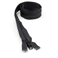 Thumbnail Image for YKK VISLON #10 Separating Zipper Automatic Lock Short Double Pull Metal Slider 40" Black