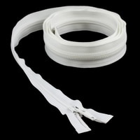 Thumbnail Image for YKK ZIPLON #10 Separating Coil Zipper Automatic Lock Single Pull Metal Slider 72" White