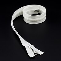 Thumbnail Image for YKK ZIPLON #10 Separating Coil  Zipper Non-Locking Double Pull Metal Slider #CFOR-105 DWL E 60" White
