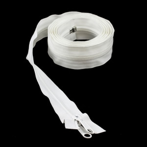 Thumbnail Image for YKK ZIPLON #10 Separating Coil Zipper Non-Locking Double Pull Metal Slider 96" White (ED) (ALT)
