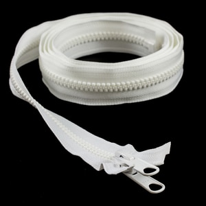 Thumbnail Image for YKK VISLON #8 Separating Zipper Automatic Lock Long Double Pull Metal Slider 72" White
