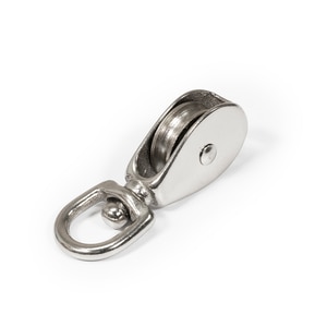 Thumbnail Image for Pulley Cast Iron Nickel Plated Single Swivel Eye Steel Sheave #5 3/16" Rope