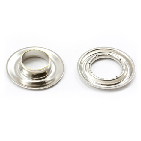 Image for Sharpened Edge Self-Piercing Grommet with Small Tooth Washer #3 Nickel Plated Brass 7/16