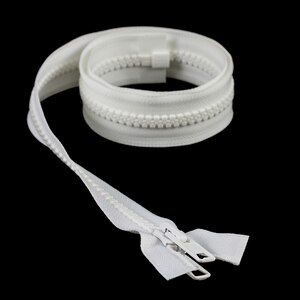 Thumbnail Image for YKK VISLON #10 Separating Zipper Automatic Lock  Double Pull Metal Slider 36" White