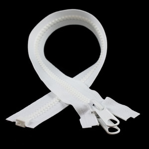 Thumbnail Image for YKK VISLON #8 Separating Zipper Automatic Lock Long Double Pull Metal Slider 18" White (ED)