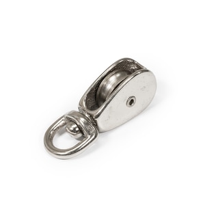 Thumbnail Image for Pulley Cast Iron Nickel Plated Single Swivel Eye Steel Sheave #3 1/4" Rope