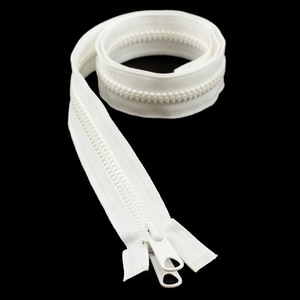 Thumbnail Image for YKK VISLON #8 Separating Zipper Automatic Lock Long Double Pull Metal Slider 42" White (ED) (ALT)