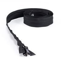 Thumbnail Image for YKK ZIPLON #10 Separating Coil Zipper Non-Locking Double Pull Metal Slider 96" Black