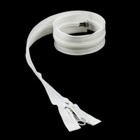 Thumbnail Image for YKK ZIPLON #10 Separating Coil Zipper Non-Locking Double Pull Metal Slider 36" White