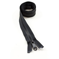 Thumbnail Image for YKK® VISLON® UV #8 Separating Zipper Non-Locking Double Pull Metal Slider #VFUV 24" Black