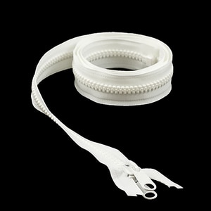 Thumbnail Image for YKK VISLON #8 Separating Zipper Non-Locking Double Pull Metal Slider 48" White (ED)
