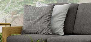 grey fabric cushioned: sofa, davenport, or couch