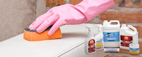 hand cleaning upholstery fabric with trivantage cleaning products