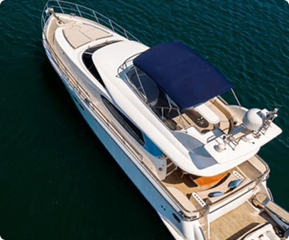 motor boat with blue marine top