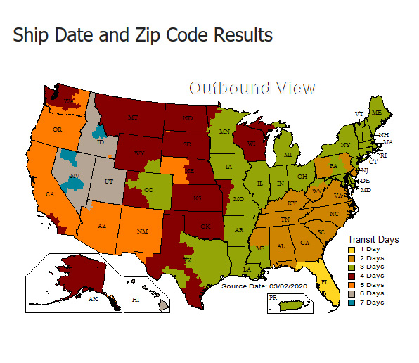 Ups Shipping Zones Map Ups Ground Maps For Trivantage Distribution Centers | Trivantage