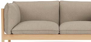 beige cushioned: sofa, davenport, or couch