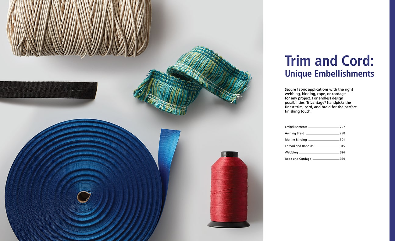 Trivantage trim and cord catalog section cover