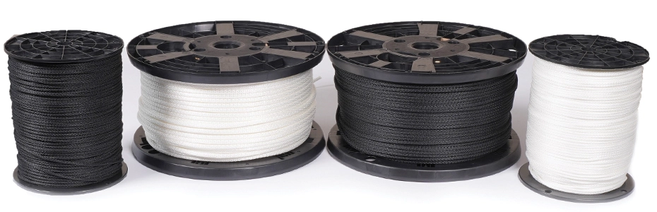 white and clear professional rope cord wound and tied by twine
